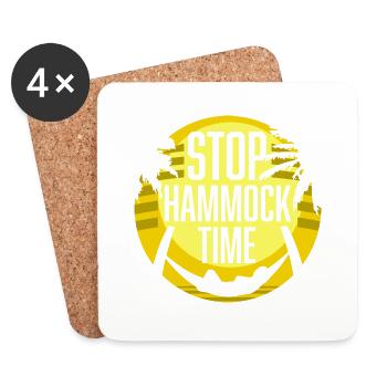Funny Stop Hammock Time Relaxing Sleeping Camping - Coasters (set of 4) - white - Front