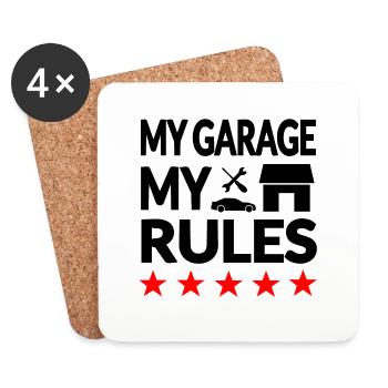 Garage - Dessous de verre (lot de 4) - blanc - Devant