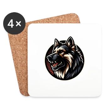 Deutscher Schäferhund cooles Logo - Untersetzer (4er-Set) - Weiß - Vorne
