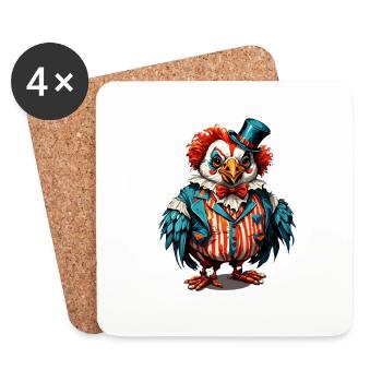 Clown Animal / Circus / Funny / Colorful / Show / Rooster - Coasters (set of 4) - white - Front