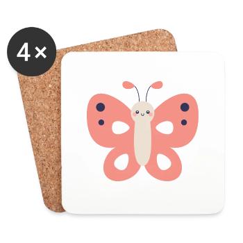 Papillon - Dessous de verre (lot de 4) - blanc - Devant