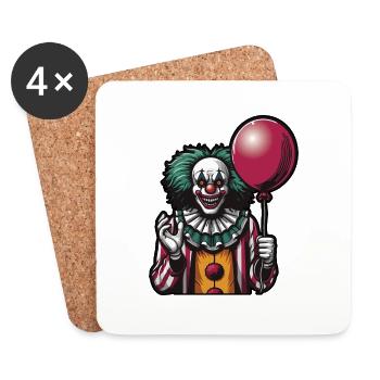 Gruseliger Cartoon-Clown mit roten Haaren und gruseligem Lächeln - Untersetzer (4er-Set) - Weiß - Vorne