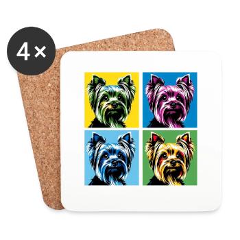 Pop Yorkshire Terrier chien Portrait - Portrait d’animal de compagnie - Dessous de verre (lot de 4) - blanc - Devant