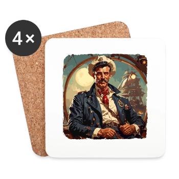 Marin / Équipage de navire / Matelot / Ancre - Dessous de verre (lot de 4) - blanc - Devant