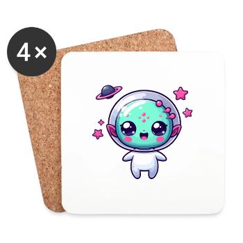 Designs For Kids – Freundliche Aliens - Untersetzer (4er-Set) - Weiß - Vorne