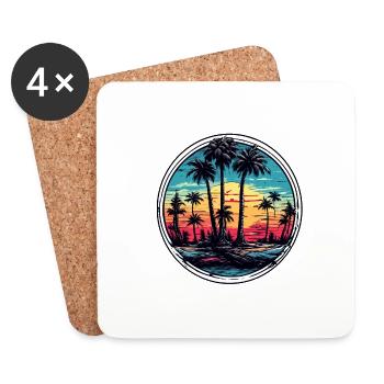 Strand / Insel / Urlaub / Sommer / Sonne / Meer - Untersetzer (4er-Set) - Weiß - Vorne