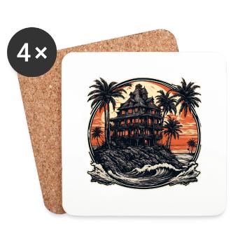Strand / Insel / Urlaub / Sommer / Sonne / Meer - Untersetzer (4er-Set) - Weiß - Vorne