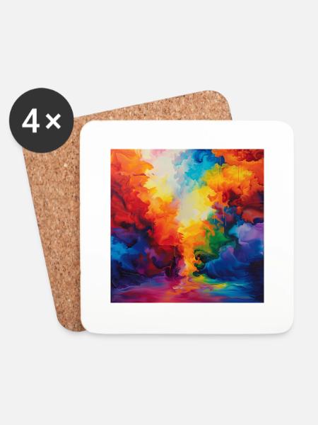 Colorful Mitta - Coasters (set of 4) - white