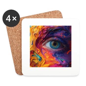 Œil coloré - Dessous de verre (lot de 4) - blanc - Devant