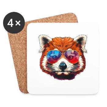 Roter Panda Kleiner Panda - Untersetzer (4er-Set) - Weiß - Vorne