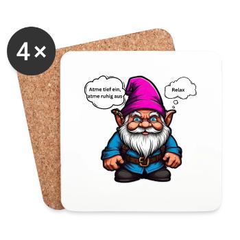 Gnome Attitude - Untersetzer (4er-Set) - Weiß - Vorne