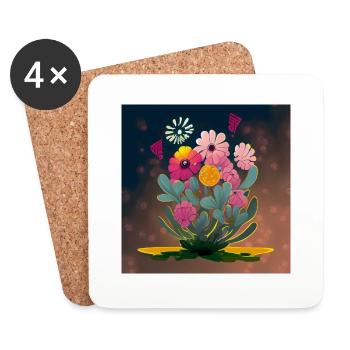 Psychedelic floral splendour of the hippie era - Coasters (set of 4) - white - Front