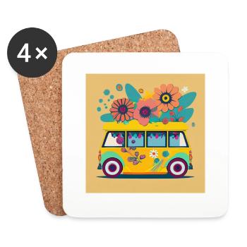 Sunbeam Express : la magie des fleurs au pastel - Dessous de verre (lot de 4) - blanc - Devant