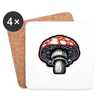 Mushroom / Mushroom / Meadow / Forest / Goa / Psy - Coasters (set of 4) - white - Front