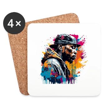 Rappeur / Hip Hop / Chanson / Cool / Rimes / Beat - Dessous de verre (lot de 4) - blanc - Devant