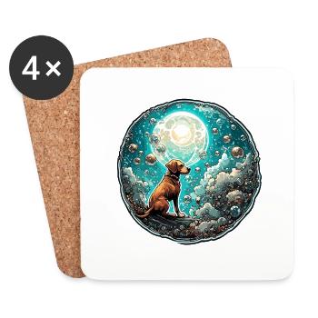 Animal dans bulle de savon / enfantin / mignon / chien - Dessous de verre (lot de 4) - blanc - Devant