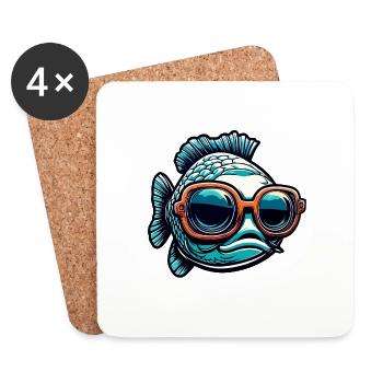 Fish / Animal / Aquarium / Water / Pond / Lake - Coasters (set of 4) - white - Front