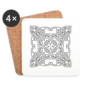 Mandala carré - Dessous de verre (lot de 4) - blanc - Devant