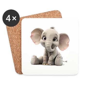 Little young funny elephant - Coasters (set of 4) - white - Front