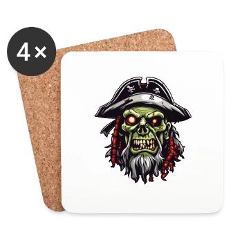 Pirate / Ahoy / Anchor / Captain / Skull / Rum - Coasters (set of 4) - white - Front
