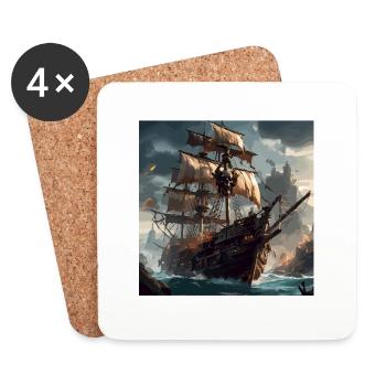 Ship / Boat / Anchor / Sea / Ocean / Captain - Coasters (set of 4) - white - Front