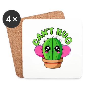 CACTUS. JE NE PEUX PAS FAIRE DE CÂLINS - Dessous de verre (lot de 4) - blanc - Devant