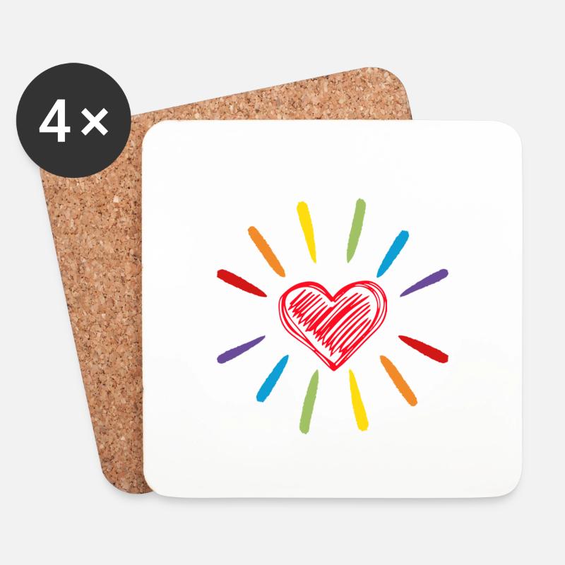 Rainbow Love - Untersetzer (4er-Set) - Weiß