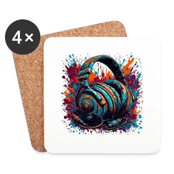 Kopfhörer / Audio / Musik / Klang / cool - Untersetzer (4er-Set) - Weiß - Vorne
