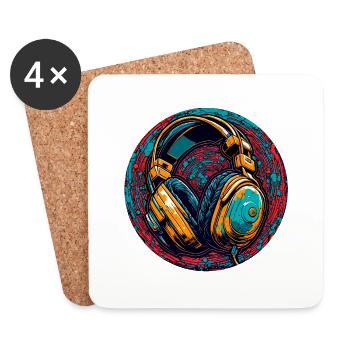 Kopfhörer / Audio / Musik / Klang / cool - Untersetzer (4er-Set) - Weiß - Vorne