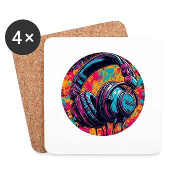 Headphones / Audio / Music / Sound / Cool - Coasters (set of 4) - white - Front