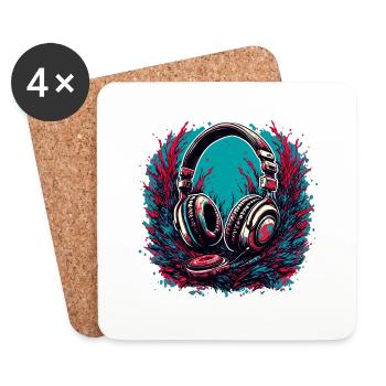 Casque / Audio / Musique / Son / Cool - Dessous de verre (lot de 4) - blanc - Devant