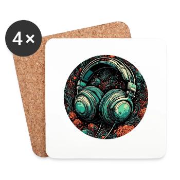 Headphones / Audio / Music / Sound / Cool - Coasters (set of 4) - white - Front