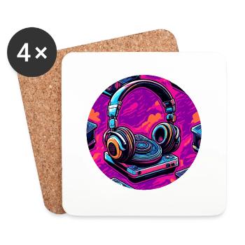 Kopfhörer / Audio / Musik / Klang / cool - Untersetzer (4er-Set) - Weiß - Vorne