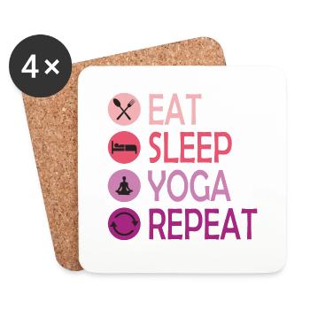Eat, Sleep, Do Yoga and Repeat - Coasters (set of 4) - white - Front