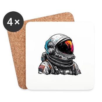 Astronaute / Espace / Vaisseau spatial / Vaisseau spatial / Lune - Dessous de verre (lot de 4) - blanc - Devant