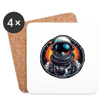 Astronaute / Espace / Vaisseau spatial / Vaisseau spatial / Lune - Dessous de verre (lot de 4) - blanc - Devant