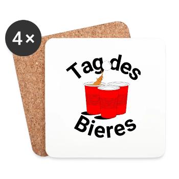 Journée du Beer Pong - Dessous de verre (lot de 4) - blanc - Devant