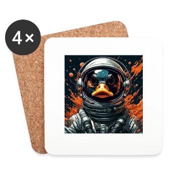 Astronaut / Space / Animal / Duck / Spaceship - Coasters (set of 4) - white - Front