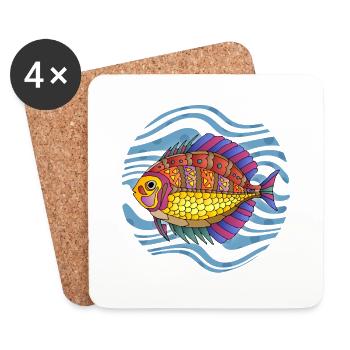 Poisson - Dessous de verre (lot de 4) - blanc - Devant