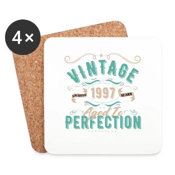Jahrgang 1997 - 1997 Geburtstagsgeschenk - Untersetzer (4er-Set) - Weiß - Vorne