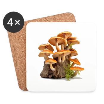 Mushroom picking has a long tradition - Coasters (set of 4) - white - Front