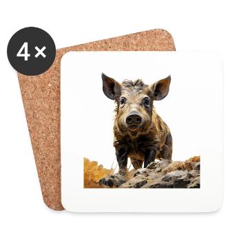 Les porcs ibériques - Dessous de verre (lot de 4) - blanc - Devant