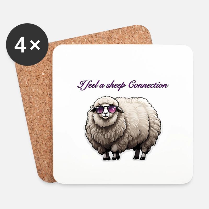 Schaf mit Sonnenbrille - I feel a sheep Connection - Untersetzer (4er-Set) - Weiß
