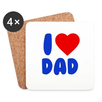 I LOVE DAD Blue Red - Untersetzer (4er-Set) - Weiß - Vorne