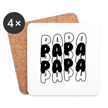 Papa schwarz - Untersetzer (4er-Set) - Weiß - Vorne
