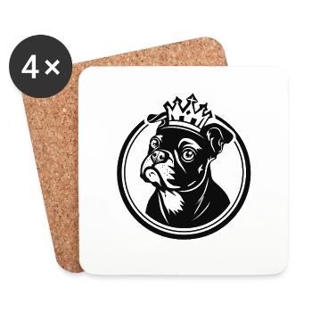 Cute dog with crown - Coasters (set of 4) - white - Front