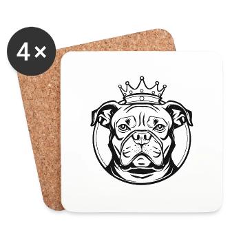 Senior bulldog with crown - Coasters (set of 4) - white - Front