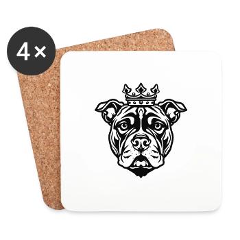 Younger bulldog with crown - Coasters (set of 4) - white - Front