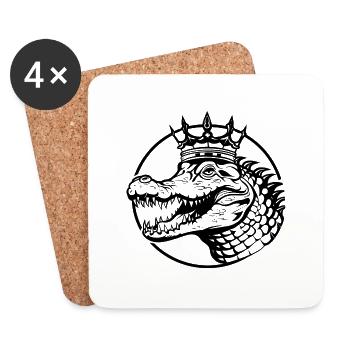 Crocodile from the left side with crown - Coasters (set of 4) - white - Front