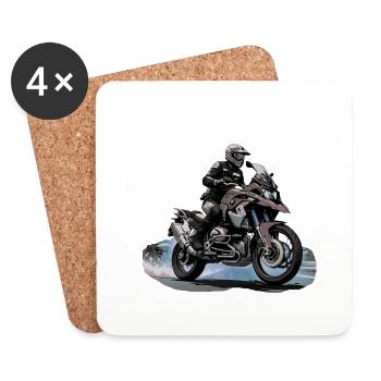 Biker auf grauen Motorrad - Untersetzer (4er-Set) - Weiß - Vorne